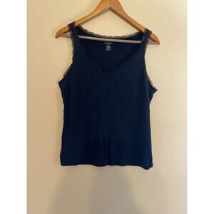 Calvin Klein Women’s Black Tank Top Lace Trim Size Medium Cotton/Modal
